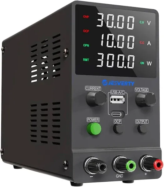 DC Power Supply Variable, 0-30V 0-10A Adjustable Switching DC Regulated Bench Power Supply with 20W USB & Type-C Quick-Charge, Encoder Knob, Output Switch, 4-Digit LED Display - SPS-3010M