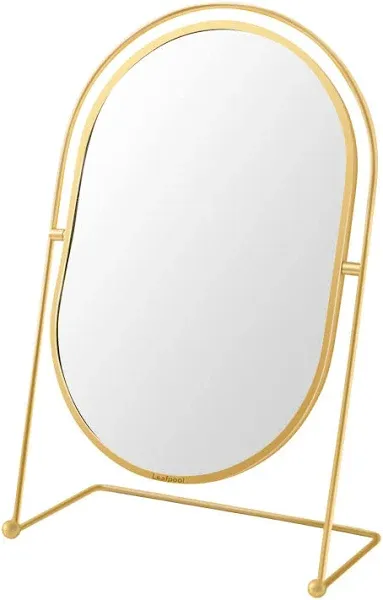 Desktop Makeup Mirror for Desk Table Vanity, Adjustable Rotation Vintage Gold