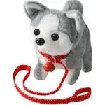 KSABVAIA Plush Husky Toy Puppy Electronic Interactive Dog - Walking, Barking, Tail Wagging, Stretching Companion Animal for Kids Toddlers