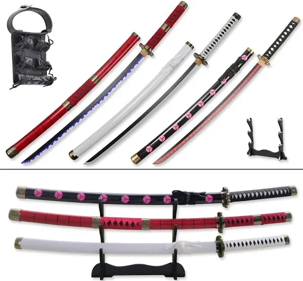 Forgemith Bamboo Anime Cosplay Swords：Roronoa Zoro/Kitetsu/Yama Enma/Trafalgar Law/Kozuki Oden/Edward Newgate,About 40.75/59 Inches,Anime Original Texture,for Role-Playing,Stage Performance and Gift