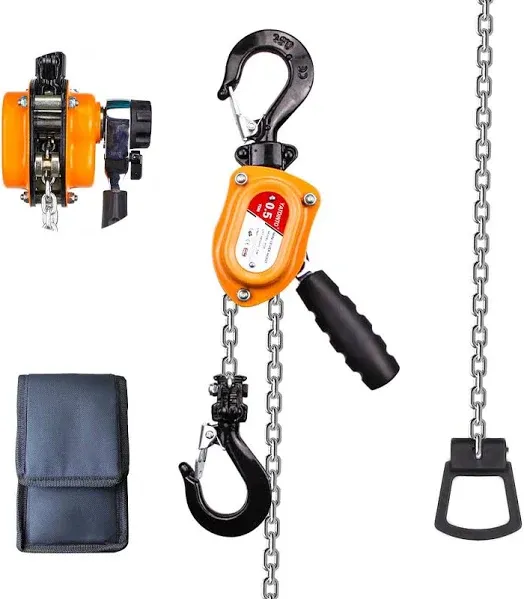 Manual Lever Chain Hoist, 1/2 Ton 1100 lbs Capacity 10 FT Come Along, G80 Galvan