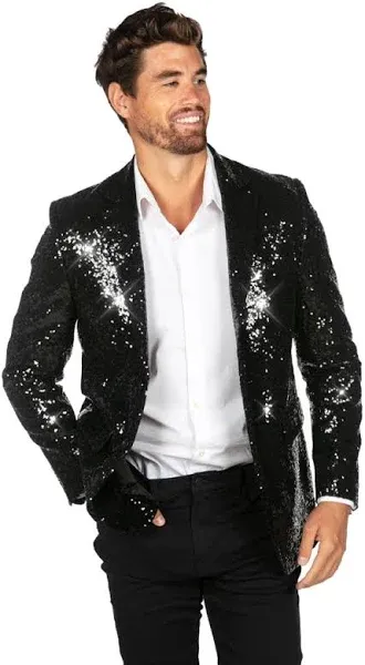 Black Sequin Tuxedo Blazer