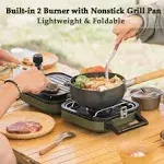 Naturehike 2-in-1 Gas Camping Stove, Frying Pan, Stove with Adjustable Burners, 88.18 oz, Carrying Handle, Portable, Iron SkilletPerfect for Camping