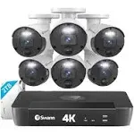 Swann Home Security Cameras with 2TB HDD, 4K Ultra HD NVR Security Camera System, 6 Cam 8 Channel, Wired Surveillance Security Camera Outdoor Indoor, PoE, Color Night Vision, Heat Motion Detection