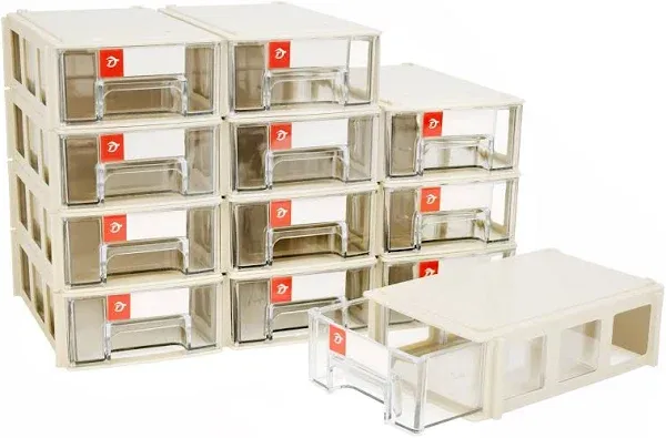 12 Pack Plastic Drawer Storage Organizer, Desk Clear Small Parts Storage Cont...