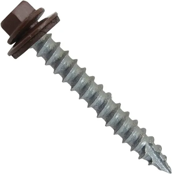 #14 Metal ROOFING SCREWS: (250) Screws x 2" BROWN Hex Head Sheet Metal Roof Screw. Self starting/tapping metal to woodsheet metal siding screws with EPDM washer. for corrugated roofing