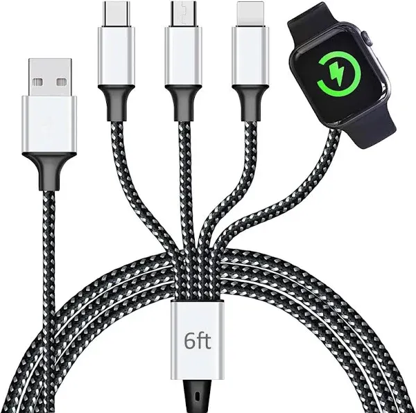 4-in-1 Braided Multi Charging Cable 6ft