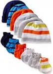 Baby Boys' 12-Piece Cap and Mitten Set, stripe, 0-6 Months