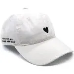 Atticus Poetry Hat, Embroidered Brushed Cotton Women’s Baseball Hat unisex Fit, Adjustable One Size (Heart White)