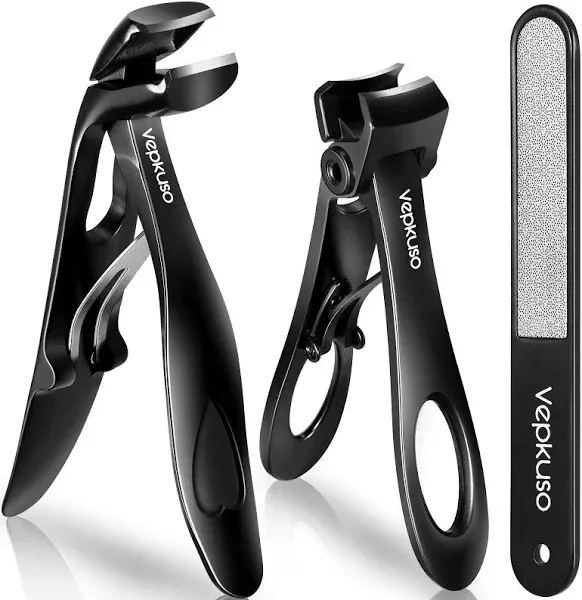 Vepkuso Nail Clippers For Seniors, Wide Jaw Fingernail Clippers And Angled Head Toenail Clippers For Thick Nail