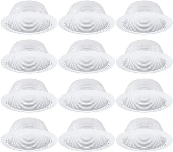 12-Pack 6 Inch Recessed Can Light Trim White Air Tight IC Rated Baffle Trim