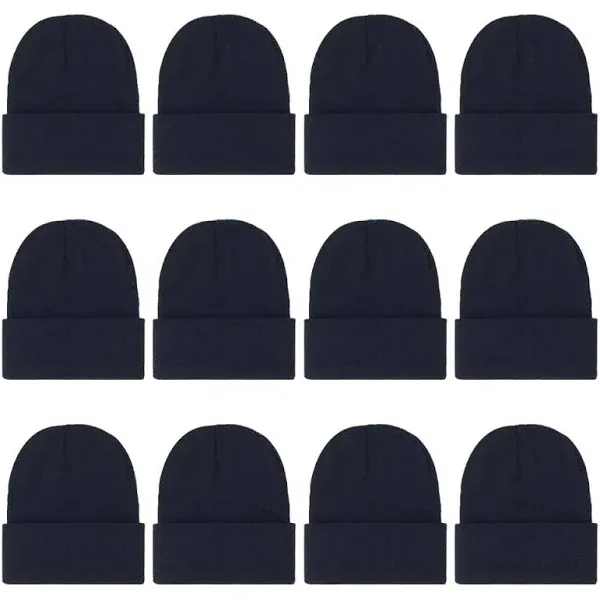 12 Pack Winter Unisex Beanie Cap Hats for Men Women, Warm Cozy Knitted Cuffed...