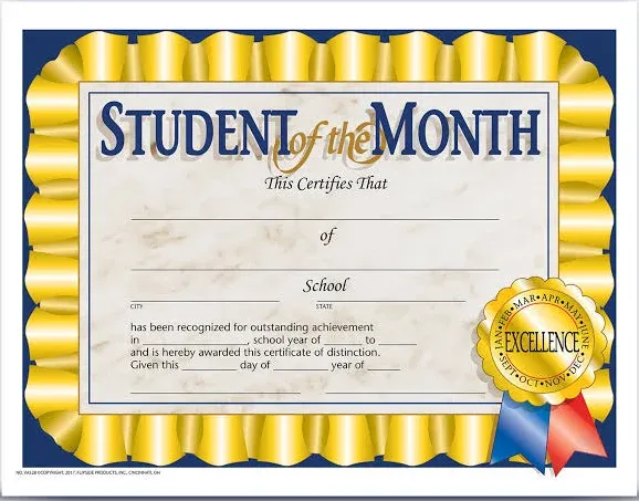 Flipside Student of the Month Certificate