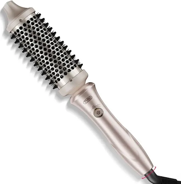 TYMO Thermal Brush Heated Round Brush - StylePro Blowout Brush with Flexi-Fit Tech for Hair Straightening, Curling Brush Styler Tools, Straightener and Curler 2 in 1, Dual Voltage, Quick & Easy, Gold