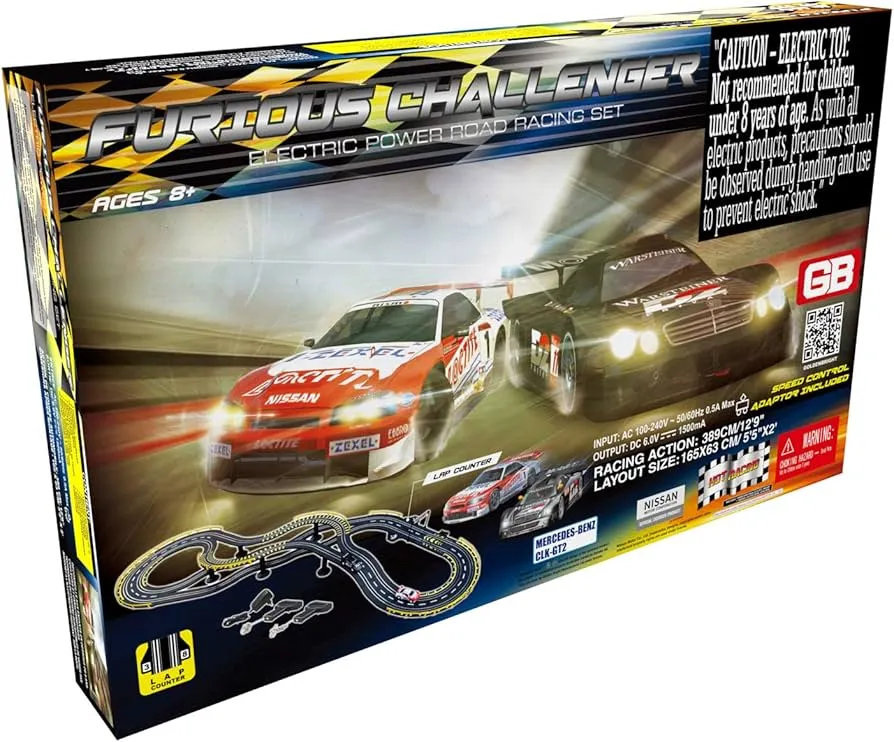 Golden Bright Furious Challenger Electric Power Road Racing Set 2 Speed Hand ...