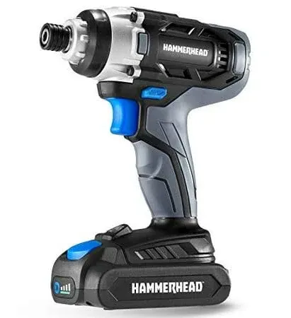 Hammerhead 20V 1/4 Inch Cordless Impact Driver Kit with 1.5Ah Battery and Charge