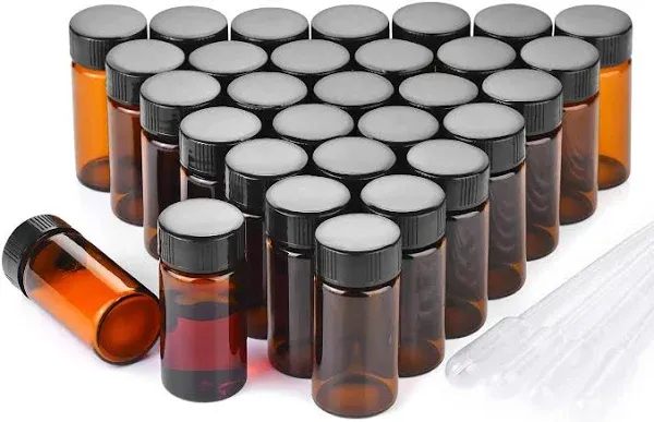 20ml Amber Small Glass Vials 30pcs with Screw Caps(30pcs)