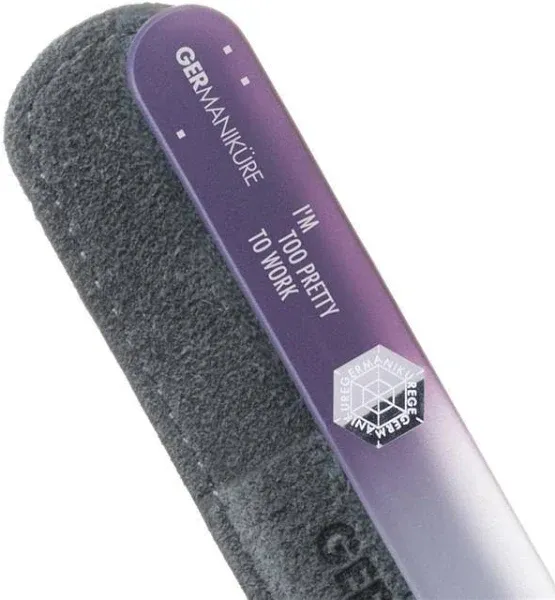 'I'M TOO PRETTY TO WORK' Genuine Czech Crystal Glass Nail File in Suede