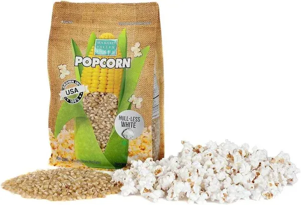 Wabash Valley Farms Popcorn Kernels - Hull-Less Baby White Popcorn Kernels, Gourmet Popcorn Kernels for Popcorn Maker, White Popcorn Kernels for Popping, Non-GMO Popcorn Seeds, Popping Corn (2 lb)