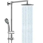 Fennocasa Polaris 1 Rain Shower System, includes 8” Rainfall Shower Head with High Pressure Handheld Combo, 3-Setting Handheld Spray, Height Adjustable Spray Holder, 60” Hose (Brushed Nickel)