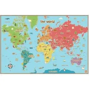 WallPops Kids World Dry Erase Map Decal