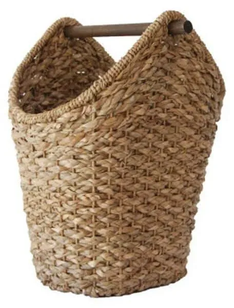 Braided Oval Toilet Paper Basket with Wood Bar