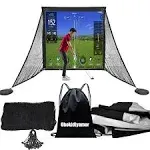 Golf Simulator Impact Screen with Black Double Layer Blackout Cloth Shank Side Net Ropes ;High Definition Premium 4k Projection Screen for Golfer