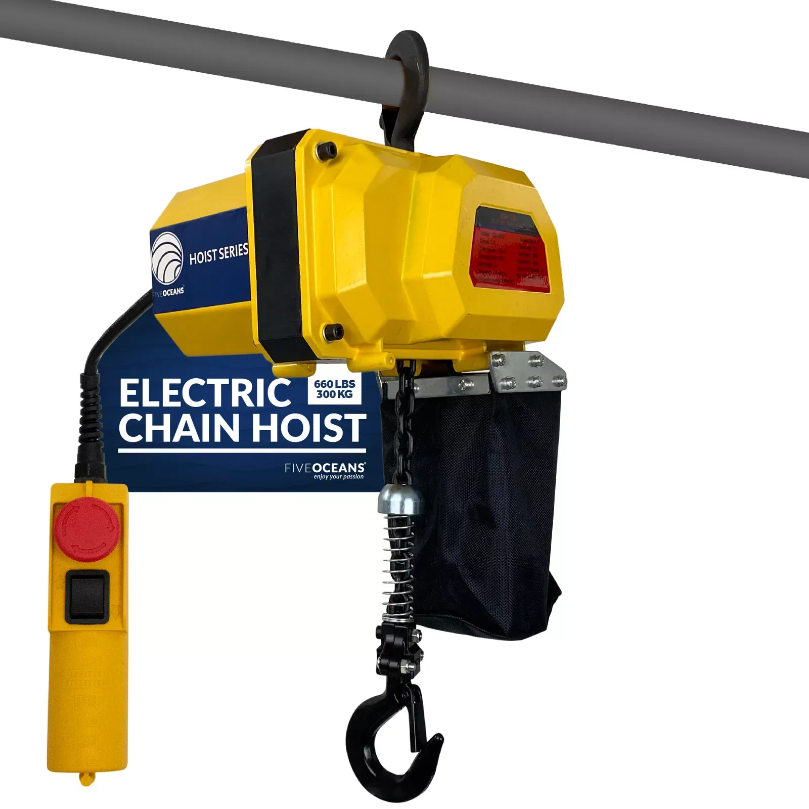 Five Oceans 660LBS/300KG Electric Lift Chain Hoist w/ Control 120V/60HZ FO4438