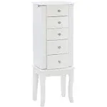 Powell Furniture Jewelry Armoire, White, 13"x 9.375"x 35.5"