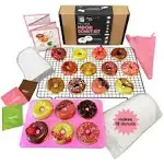 Global Grub DIY Morimoto Mochi Donut Kit - Includes Mochi Donut Mold, Reusable Piping Bag, Sweet Rice Mochi Flour, Confectioners’ Sugar, Strawberry Powder, Cocoa Powder & Matcha Green Tea Powder, Step-by-Step Instructions, Master Chef Approved, Makes 18 b