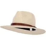 Men's Paper Braid Leatherette Buckle Trim Large Brim Fedora Hat