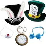 Tigerdoe White Rabbit Costume - Rabbit Costume - Bunny Costume 5 PC Costume- Playing Cards 4 PC Costume