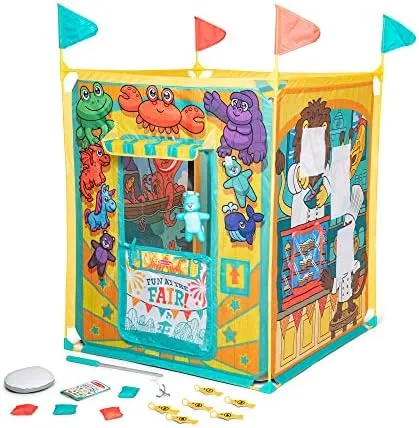 NEW MELISSA &amp; DOUG FUN AT THE FAIR! GAME CENTER PLAY TENT 4 SIDES OF ACTIVITIES