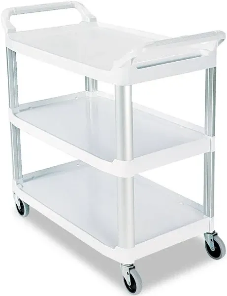 Rubbermaid Commercial 3-Shelf Plastic/Poly Utility Cart Black (FG409100 BLA)