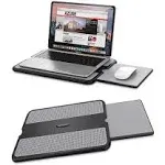 Portable Laptop Lap Desk w/ Retractable Left/Right Pad Tray, Non-Slip Heat Sh...