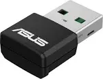 Asus - Dual-Band Wi-Fi 6 AX1800 USB Network Adapter - Black