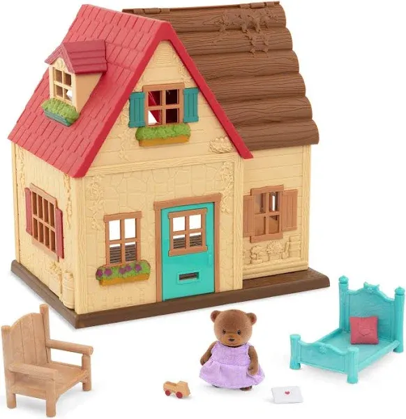 Li’l Woodzeez – Sunny Acres Country House – Dollhouse Playset with Furnitures & Accessories – 1 Doll Figure Included – Pretend Play for Ages 3+