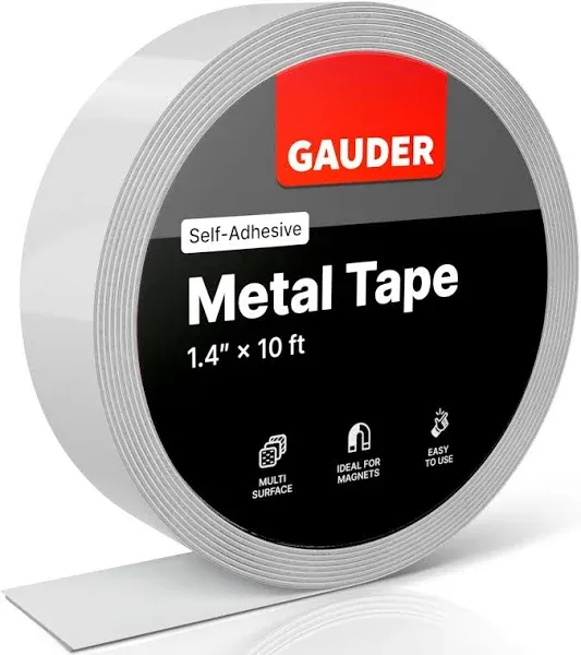 GAUDER Self-Adhesive Metal Tape | Thin Metal Strips for Magnets, Tonies® Figures & Shelves | Ferrous Tape (10 ft)