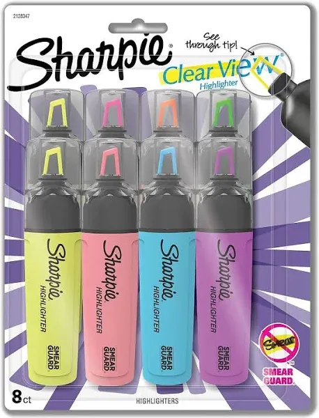 NEW! Sharpie 3pk Clearview Highlighter Markers Pens Set Chisel Tip Fluorescent