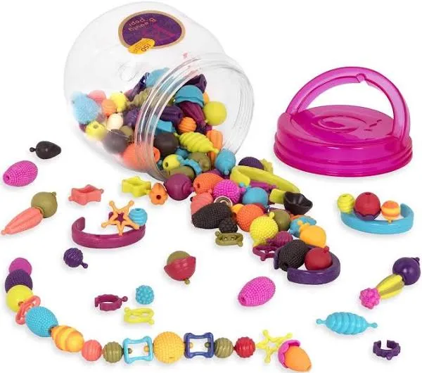 B. toys – Pop Arty! 150 Pcs Jewlery Making Kit Creative Pop Snap Bead Set for Kids –DIY Craft Jewelry Making Kit –Necklaces