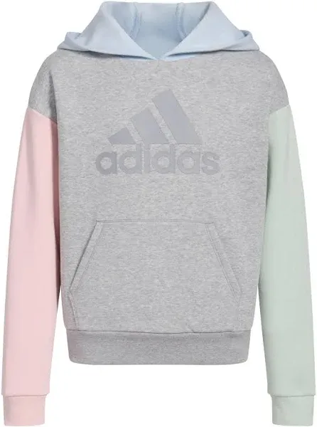 adidas Girls' Long Sleeve Color Block Hooded Pullover