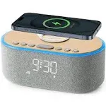  Alarm Clock Bluetooth FM Radio: 10W Stereo Sound Speaker - Gray - White Digits