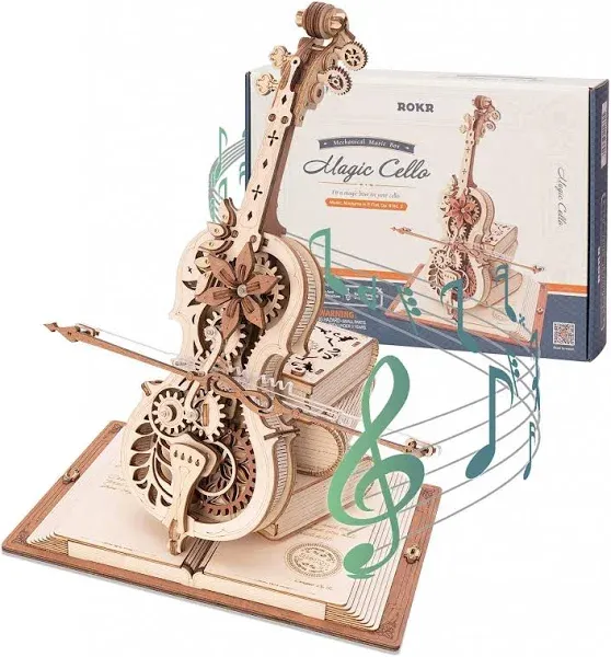 ROKR Magic Cello Mechanical Music Box AMK63 - 3D Puzzle (199 Pieces) Multi-Colour