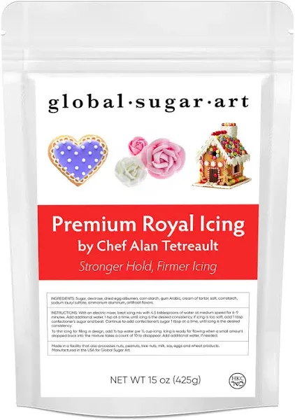 Global Sugar Art Premium Royal Icing Mix White, 15 Ounces by Chef Alan Tetreault