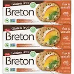 Breton Crackers, Gluten Free Flax & Sea Salt, Pack of 3