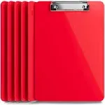 Plastic Clipboards Set of 6 Multi Pack Clipboard Red Strong 12.5 x 9 Inch | H...