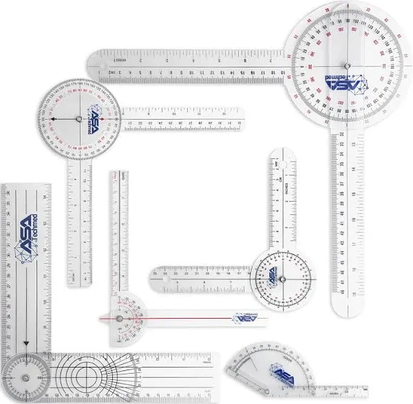 ASA TECHMED Asatechmed 6pcs 360 12/8/6 Inch Medical Spinal Goniometer Angle Protractor Angle Ruler