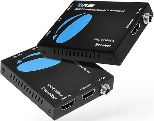 OREI HDMI Extender UltraHD Over Single CAT6/CAT7 Cable 4K @ 60Hz with HDR & IR Control - Up to 165 ft EDID Management