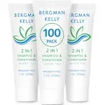 Bergman Kelly Travel Size Shampoo & Conditioner 2 in 1 (1 fl oz 100 PK White Tea) Delight Your Guests with Revitalizing and Refreshing Shampoo