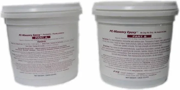 PC Products PC-Masonry Epoxy Adhesive Paste Two-Part Repair 128 oz in Two Pails